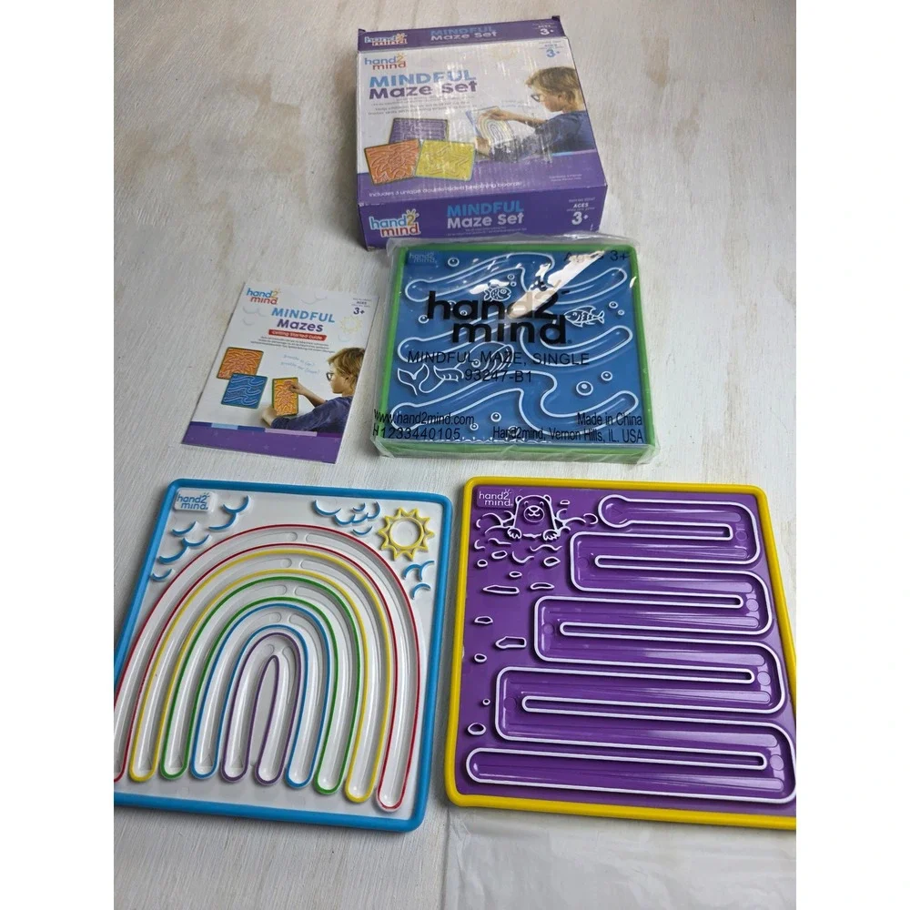 hand2mind Mindful Maze Set 93247 Kids Sensory Breathing Boards 3-Piece Set